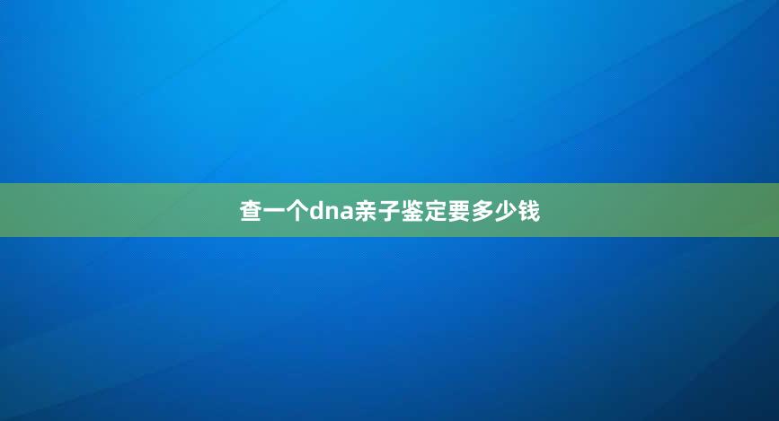 查一个dna亲子鉴定要多少钱