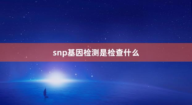 snp基因检测是检查什么