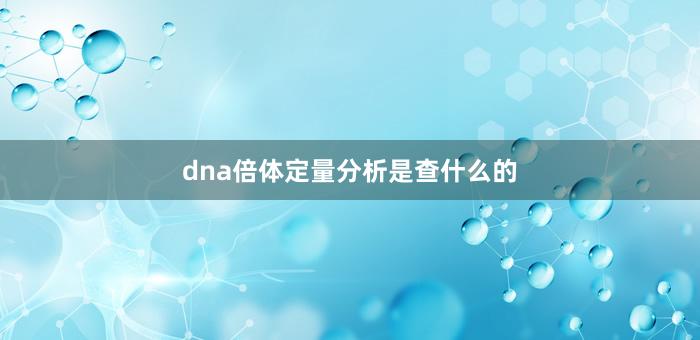 dna倍体定量分析是查什么的